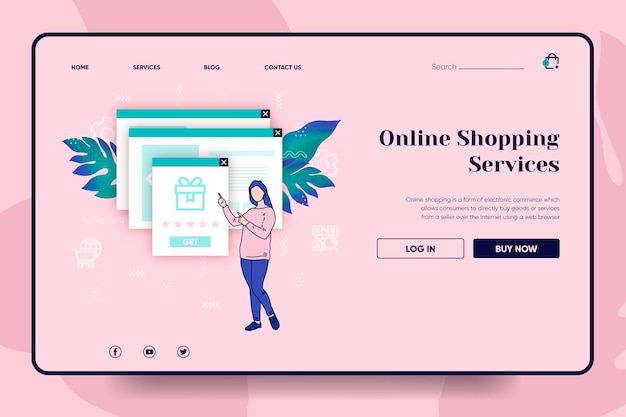 Free Vector shopping online landing page concept