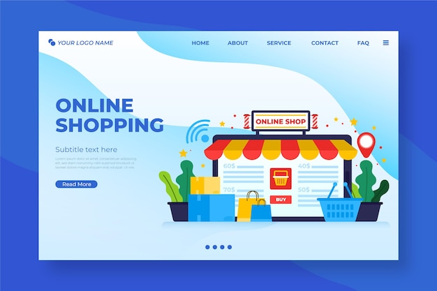 Free Vector shopping online landing page in flat design