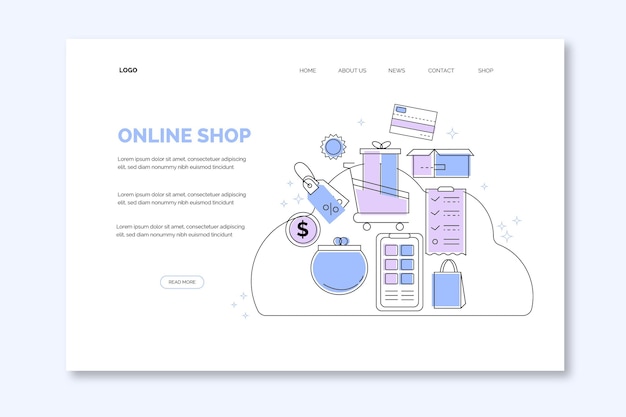 Free Vector shopping online landing page template concept