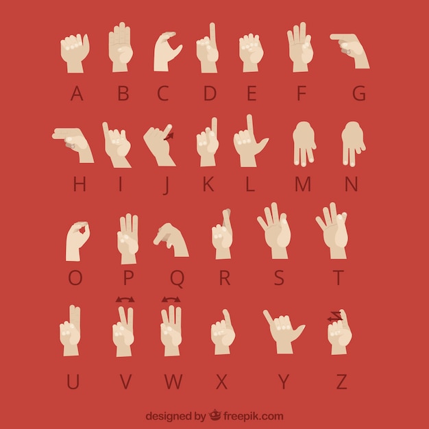 Sign language alphabet in hand drawn style