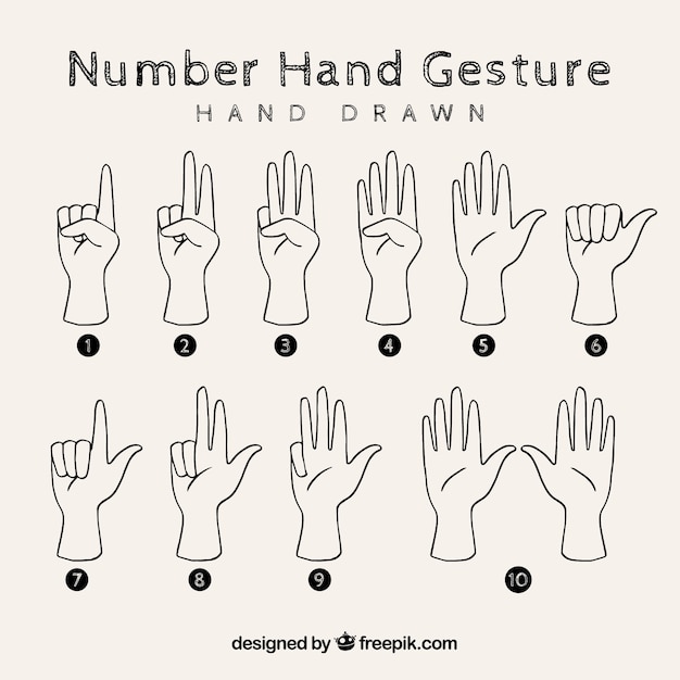 Free vector sign language with hand sketches