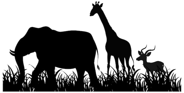 Silhouette animal in nature white background