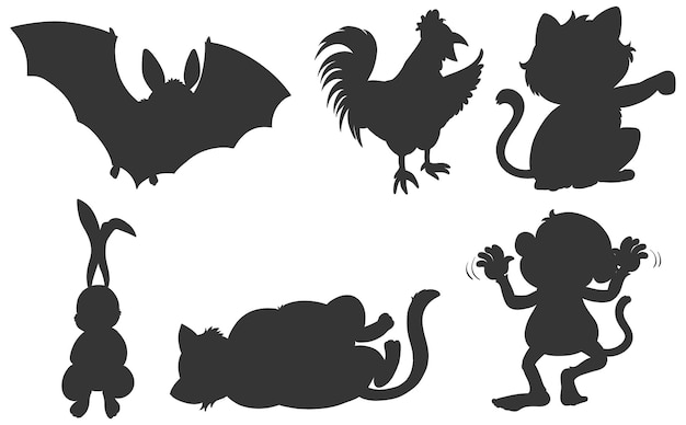 Free Vector silhouette of animals set