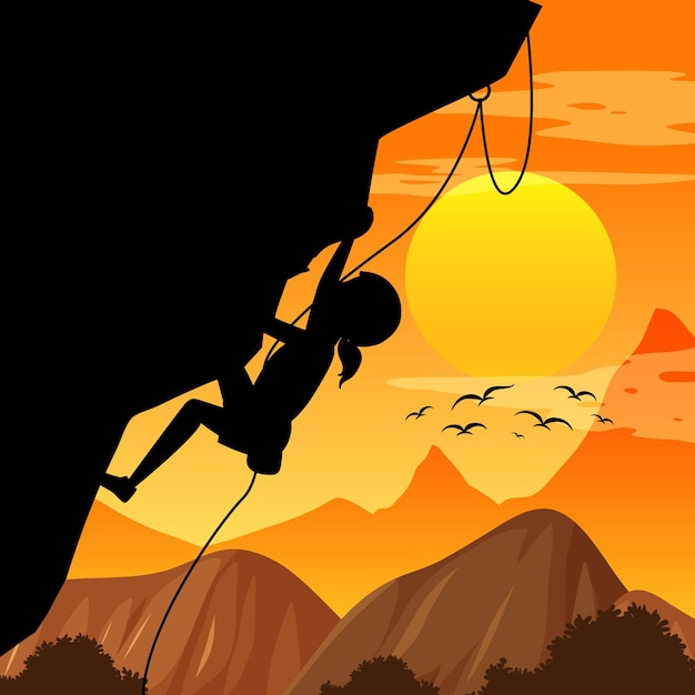 Free Vector silhouette rock climbing background