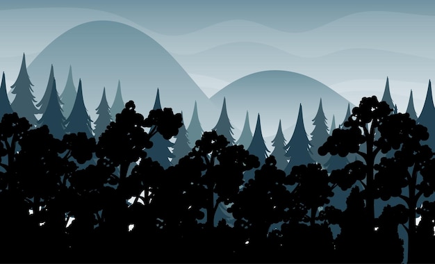 Free vector silhouette shadow of forest scene