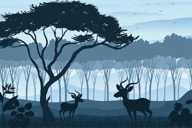 Free Vector silhouette shadow of forest scene