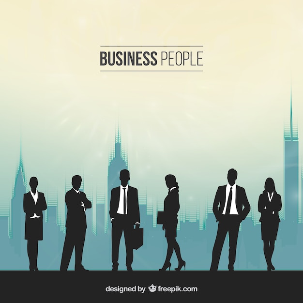 Free vector silhouettes of people in a busy office