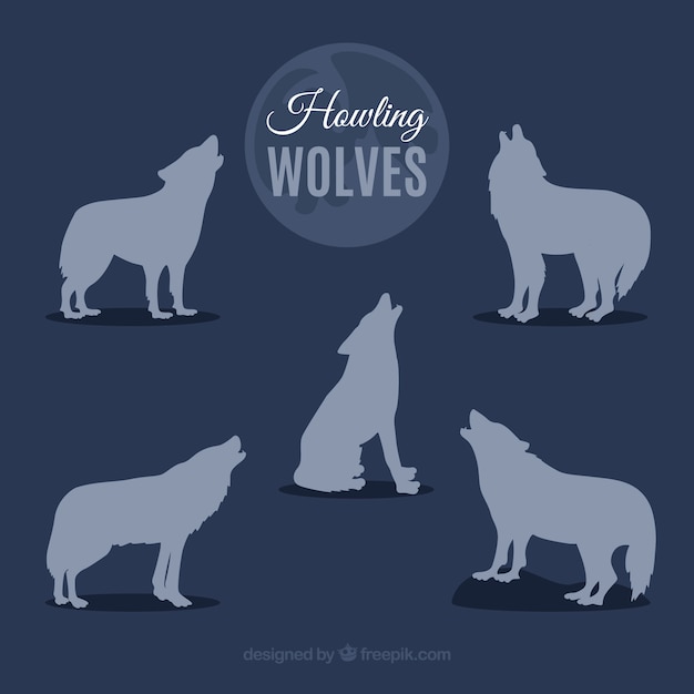 Free Vector silhouettes of wolves howling