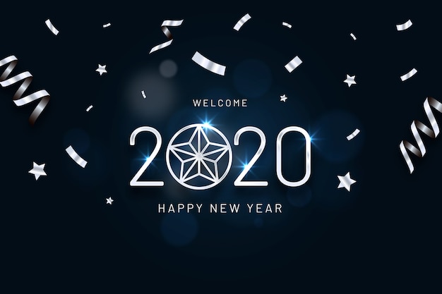 Silver new year 2020 background