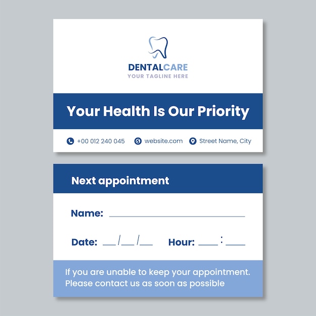 Simple dental care clinic appointment business card