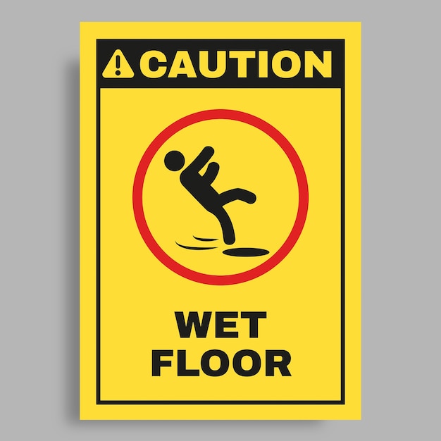 Free Vector simple duotone caution wet floor sign