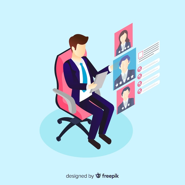 Free Vector simple isometric hiring illustration