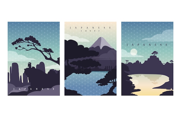 Free Vector simple japanese cover collection