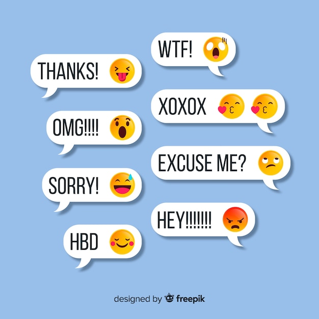 Free Vector simple messages with emoji template