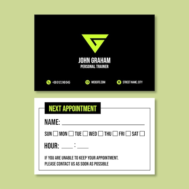 Simple personal trainer appointment business card