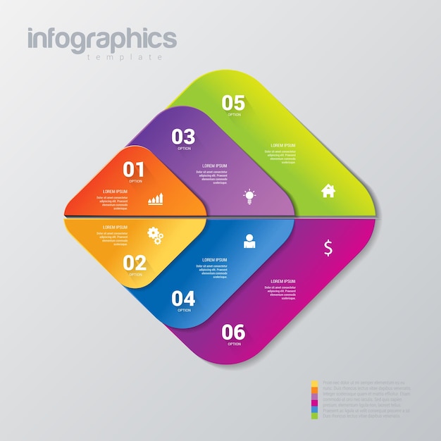 Simple stylish 6 infographics template.