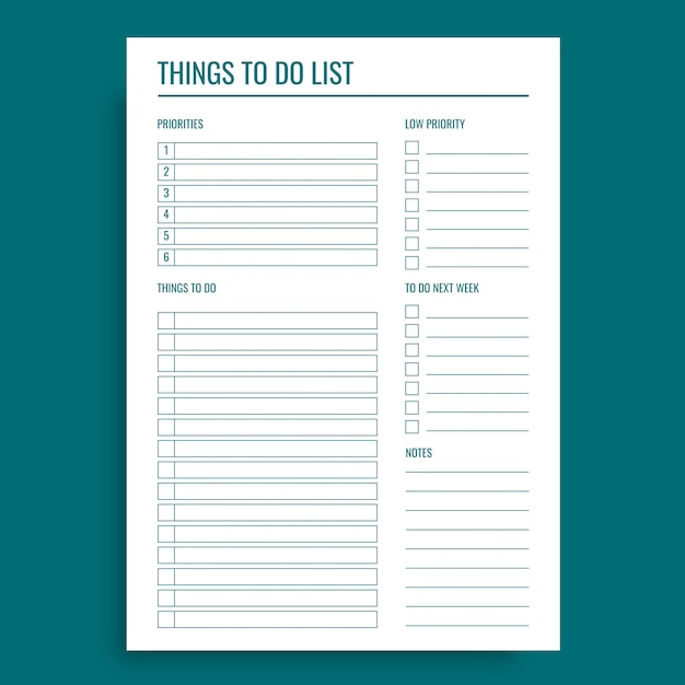 Simple things to do list template