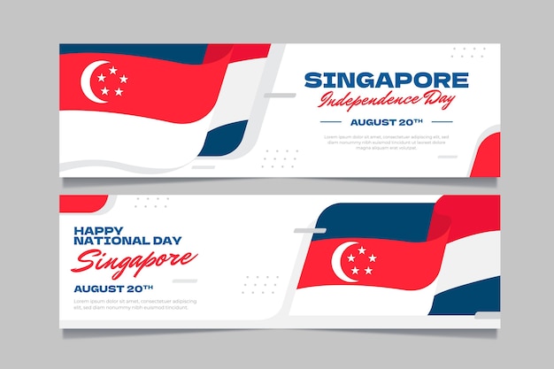 Free Vector singapore national day banners set