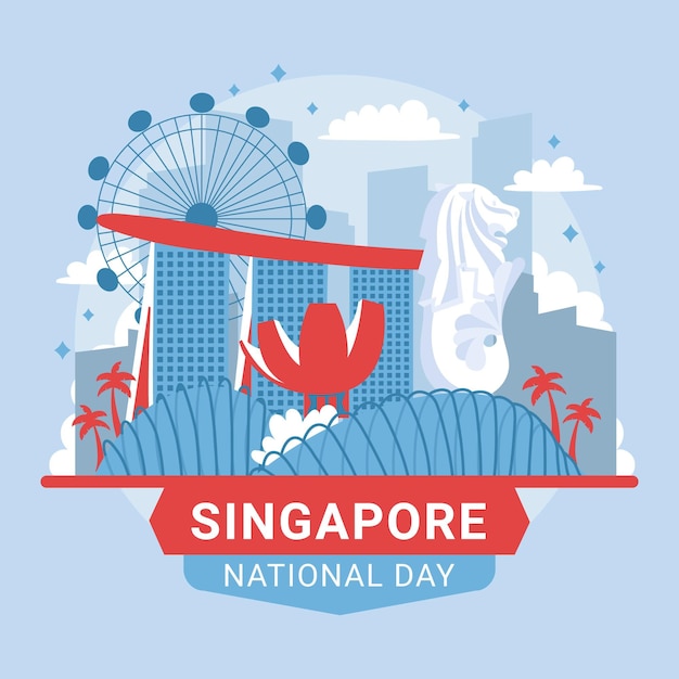 Free Vector singapore national day illustration