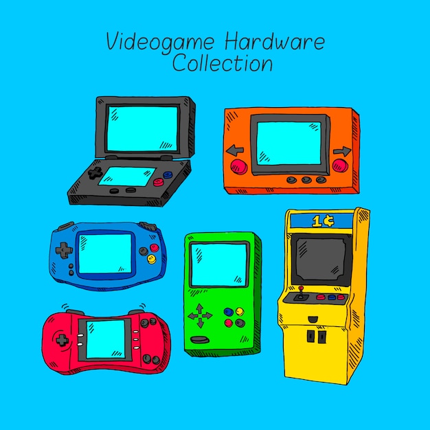 Free Vector six different consoles