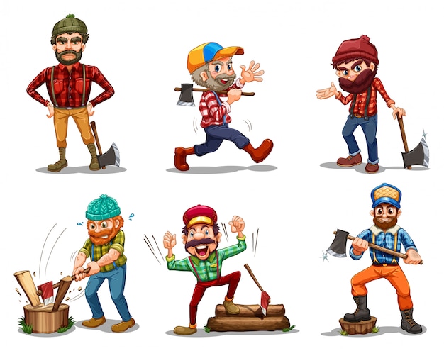 Free Vector six men with axes