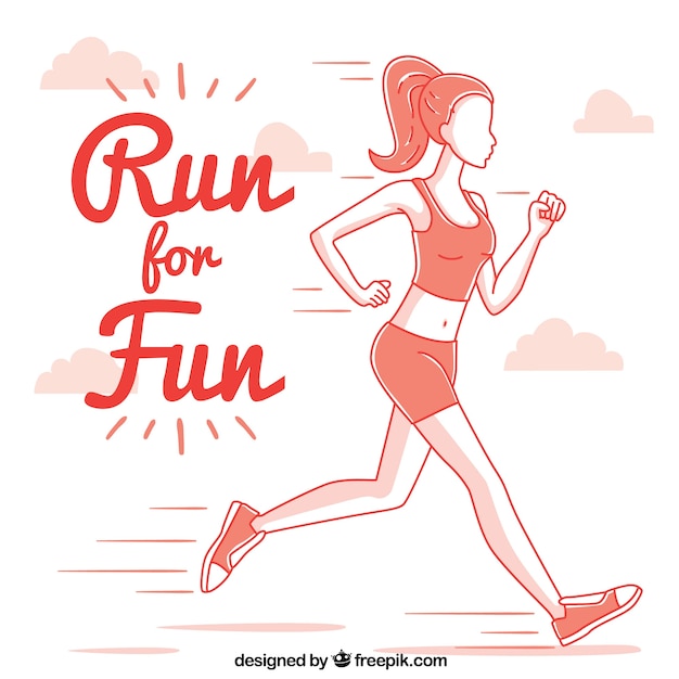 Free Vector sketch of girl running