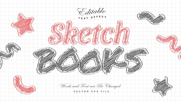 Free vector sketchbook pencil texture text effect