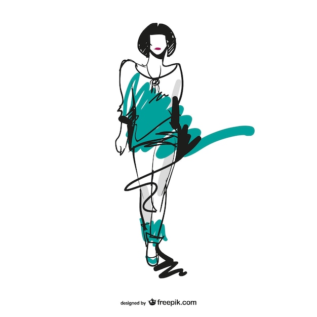 Free vector sketched fashion girl