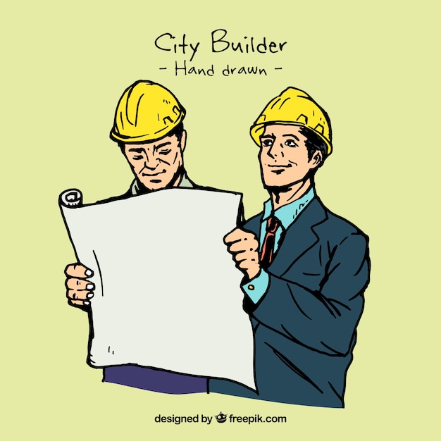 Free Vector sketches of builders illustration 