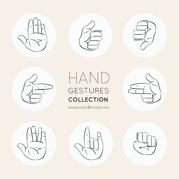 Sketches icons set of gestures with hands