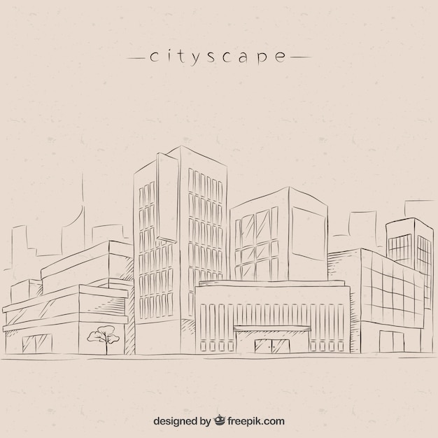 Free vector sketches modern city background