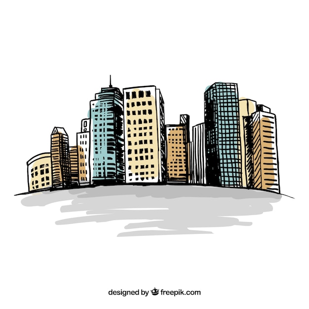 Free vector sketchy city buildings