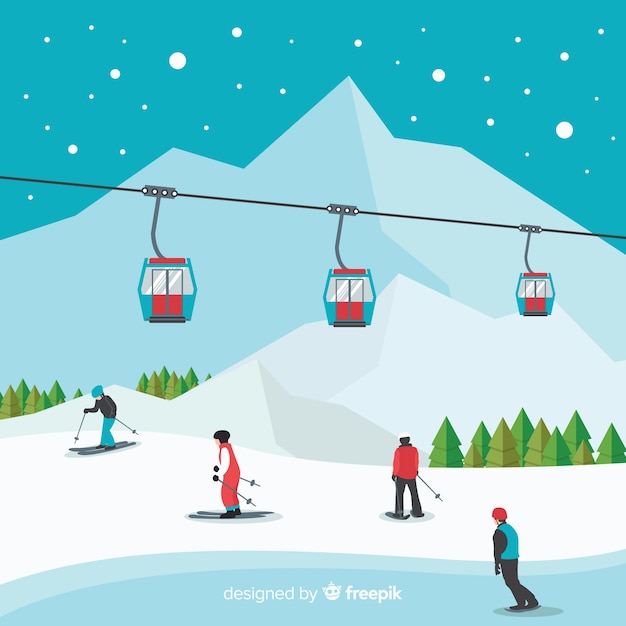 Free Vector ski station background