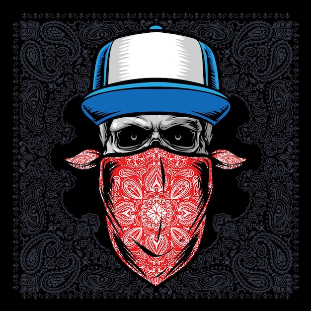 Free Vector skull with hat and bandana vector