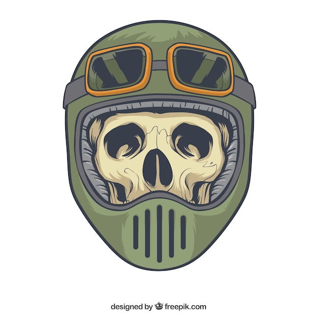 Free vector skull with helmet and glasses
