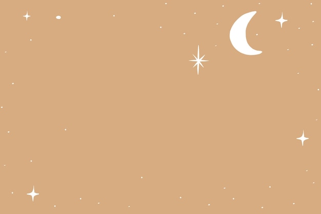 Sky silver moon stars  border on brown background