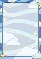 Free vector sky with cloud background border frame template