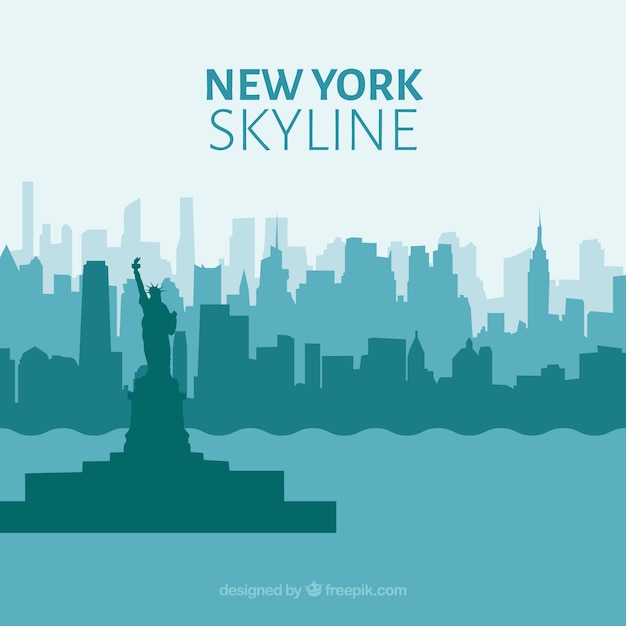 Skyline silhouette of new york city