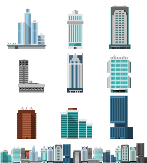 Free vector skyscraper offices set