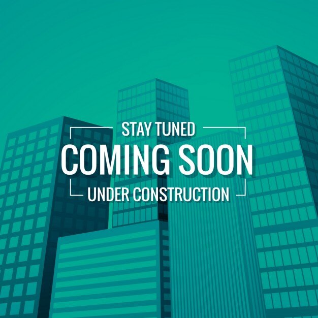 Skyscrapers background with "coming soon" text 