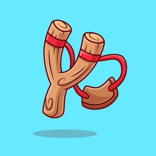 Slingshot Catapult Cartoon Vector Icon Illustration. Holiday Object Icon Concept Isolated Premium