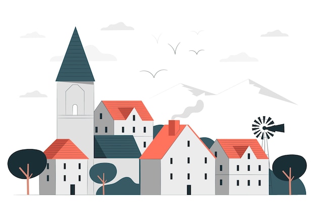 Free vector small town concept illustration