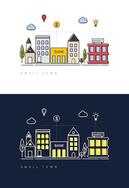 Free vector small town day to night