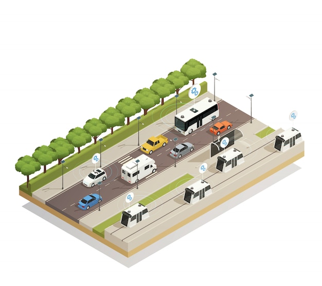 Free Vector smart city traffic isometric 