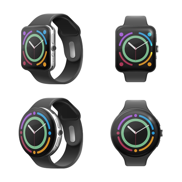 Free vector smart watch realistic set