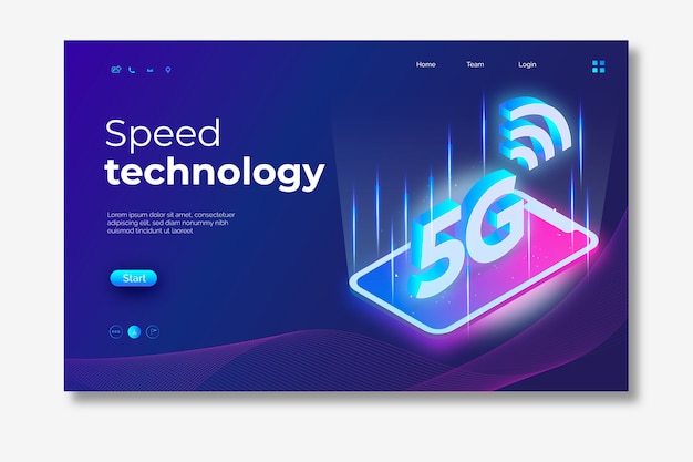 Free Vector smartphone landing page neon