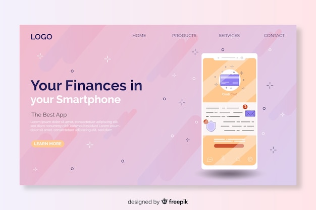 Free Vector smartphone landing page template