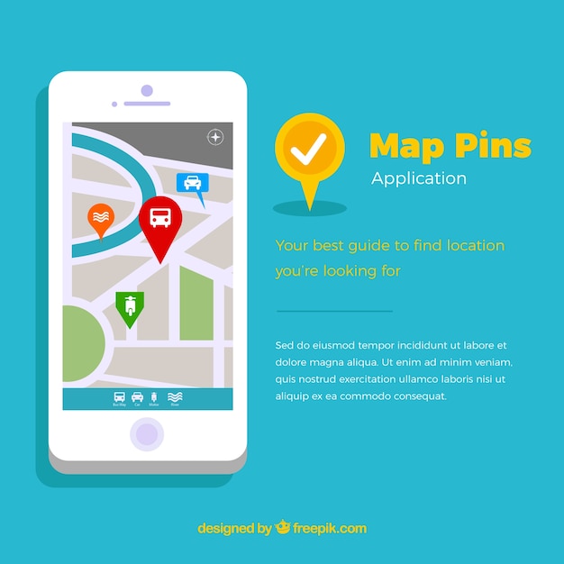 Free Vector smartphone map with pins