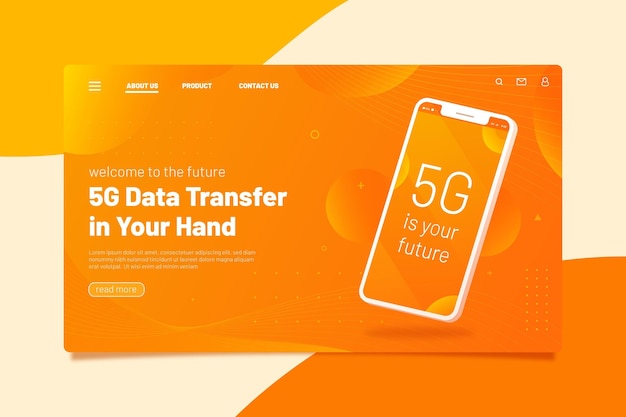 Free vector smartphone presentation landing page template