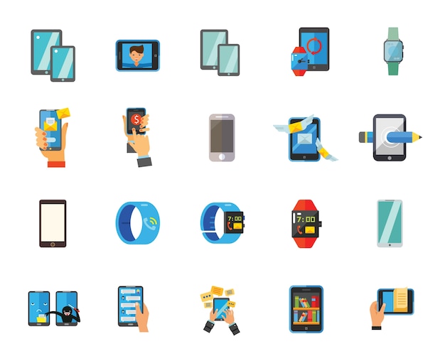 Free Vector smartphone and watch icon set